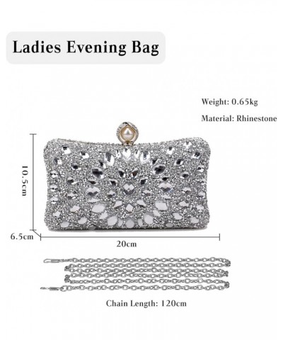 Women Rhinestone Evening Bag Multicolor Clutch Bag Luxury Crystal Handbag Bridal Wedding Purse Silver $22.41 Evening Bags