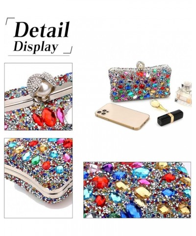 Women Rhinestone Evening Bag Multicolor Clutch Bag Luxury Crystal Handbag Bridal Wedding Purse Silver $22.41 Evening Bags