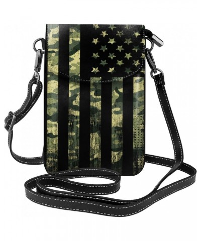 American Flag Green Camo Small Cell Phone Purse Lightweight Crossbody Phone Bag For Women $18.81 Crossbody Bags