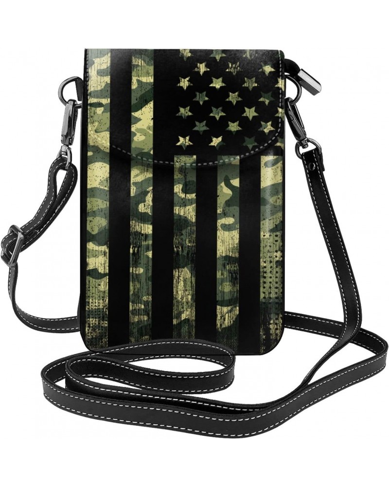 American Flag Green Camo Small Cell Phone Purse Lightweight Crossbody Phone Bag For Women $18.81 Crossbody Bags