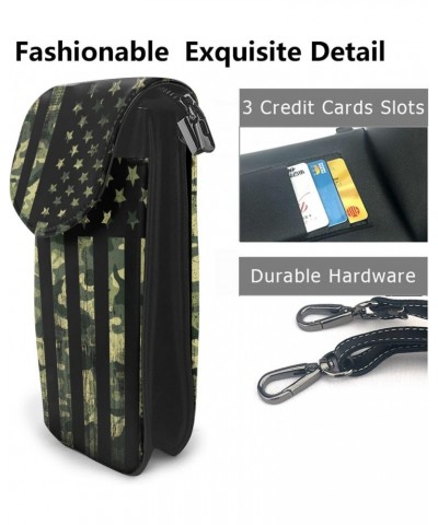 American Flag Green Camo Small Cell Phone Purse Lightweight Crossbody Phone Bag For Women $18.81 Crossbody Bags