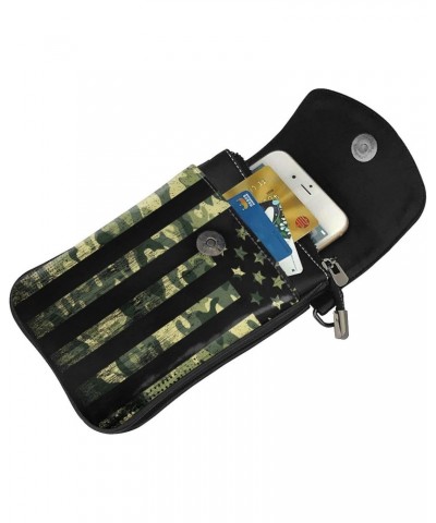 American Flag Green Camo Small Cell Phone Purse Lightweight Crossbody Phone Bag For Women $18.81 Crossbody Bags