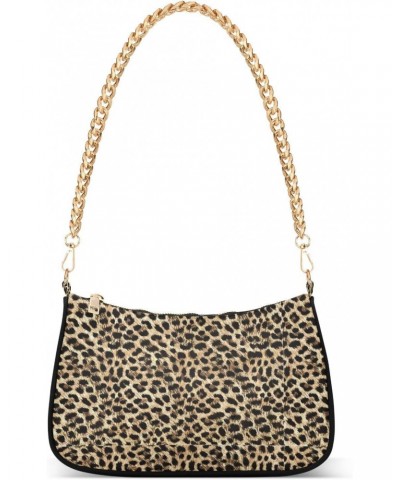 Leopard Shoulder Bag for Women Clutch Shoulder Purse Chain Bag with Zipper Closure Women's Tote Hobo Handbags Shoulder Handba...