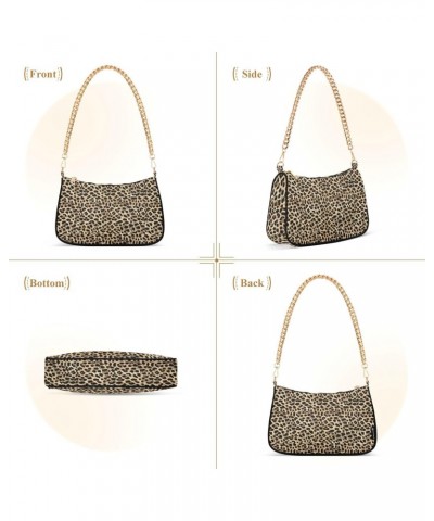 Leopard Shoulder Bag for Women Clutch Shoulder Purse Chain Bag with Zipper Closure Women's Tote Hobo Handbags Shoulder Handba...