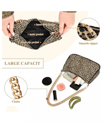 Leopard Shoulder Bag for Women Clutch Shoulder Purse Chain Bag with Zipper Closure Women's Tote Hobo Handbags Shoulder Handba...