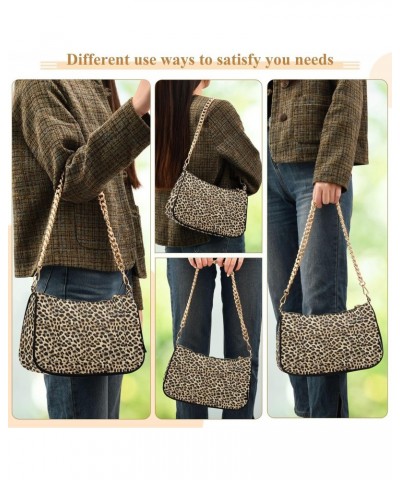 Leopard Shoulder Bag for Women Clutch Shoulder Purse Chain Bag with Zipper Closure Women's Tote Hobo Handbags Shoulder Handba...