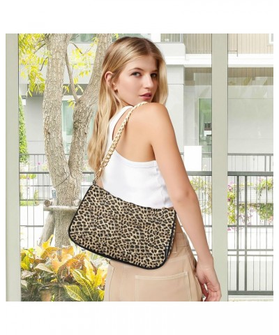 Leopard Shoulder Bag for Women Clutch Shoulder Purse Chain Bag with Zipper Closure Women's Tote Hobo Handbags Shoulder Handba...