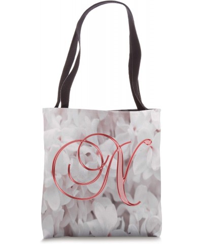 N Red Lilac Flower Petal Plant Nature Initial Letter Name Tote Bag $11.80 Totes