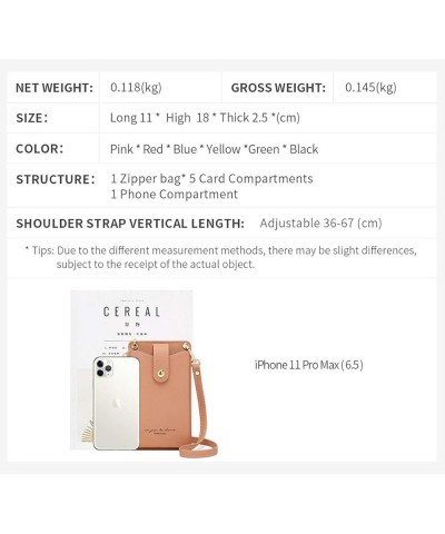 Womens Cellphone Crossbody Bag Small Light Leather Shoulder Purse Handbag Card Wallet Lanyard Case Girls Satchel Pouch B-yell...