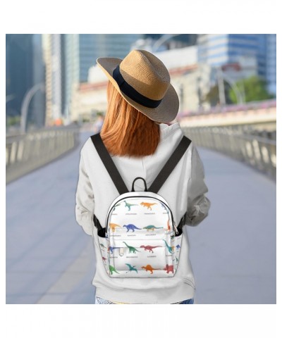 Dinosaur Set Pattern Mini Backpack Purse for Women Girls, Dinosaur Painted Small Backpack Lightweight Casual Travel Bag Daypa...