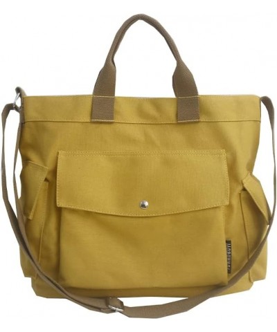 Canvas Crossbody Tote Shoulder Bag for Women with Multi-pocket Top Handle Work Bags Canvas Hobo Handbag for Men S-yellow $15....