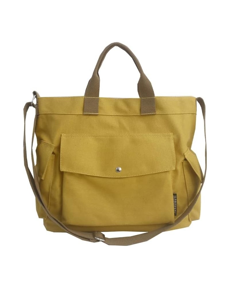 Canvas Crossbody Tote Shoulder Bag for Women with Multi-pocket Top Handle Work Bags Canvas Hobo Handbag for Men S-yellow $15....