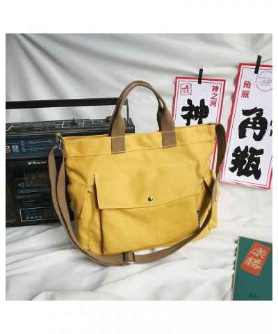 Canvas Crossbody Tote Shoulder Bag for Women with Multi-pocket Top Handle Work Bags Canvas Hobo Handbag for Men S-yellow $15....