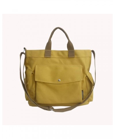 Canvas Crossbody Tote Shoulder Bag for Women with Multi-pocket Top Handle Work Bags Canvas Hobo Handbag for Men S-yellow $15....