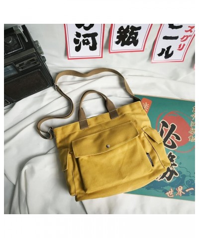 Canvas Crossbody Tote Shoulder Bag for Women with Multi-pocket Top Handle Work Bags Canvas Hobo Handbag for Men S-yellow $15....