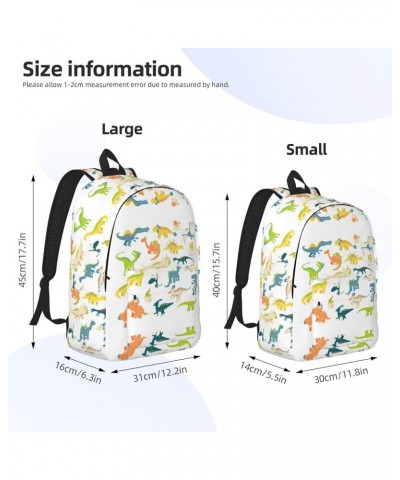 Cartoon Dinosaur Images Print Casual Double Shoulder Daypack,Anti-Theft Travel Canvas Backpack For Men And Women Black Medium...