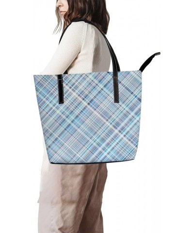 Women's Handbag,PU Leather Large Capacity Work Bag,Travel Single Shoulder Bag Abstract Plaid Lines $22.08 Shoulder Bags