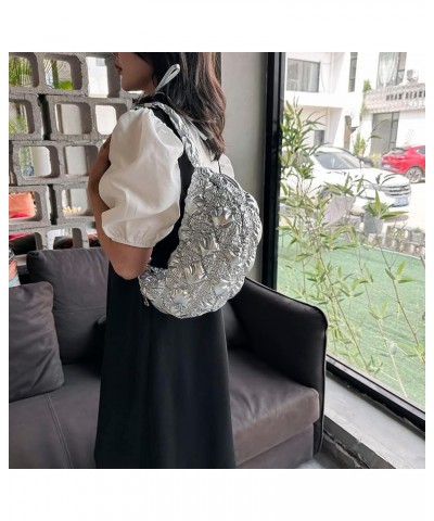 Quilted Tote Bag for Women Puffer Bag Quilted Bag Lightweight Puffy Tote Bag Cloud Pleated Crossbody Bag B03-silver $11.27 Totes