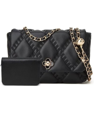 Small crossbody bag and wallet with wide shoulder strap 2 pieces Black-bb $9.85 Crossbody Bags