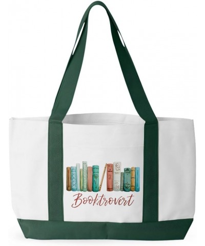 Booktrovert Cruiser Tote Bag - Book Nerd Gift - Reading Lover Present White Forest Green $17.04 Totes