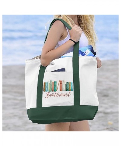 Booktrovert Cruiser Tote Bag - Book Nerd Gift - Reading Lover Present White Forest Green $17.04 Totes