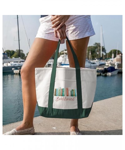 Booktrovert Cruiser Tote Bag - Book Nerd Gift - Reading Lover Present White Forest Green $17.04 Totes