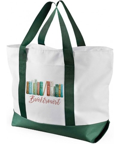 Booktrovert Cruiser Tote Bag - Book Nerd Gift - Reading Lover Present White Forest Green $17.04 Totes