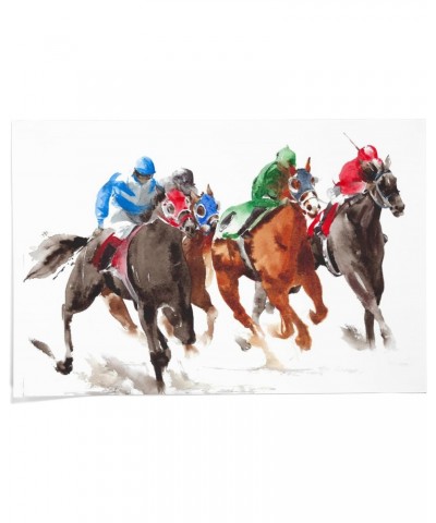 24x36 Inch Giclee Print, Horse Race Watercolor Illustration $25.99 Totes