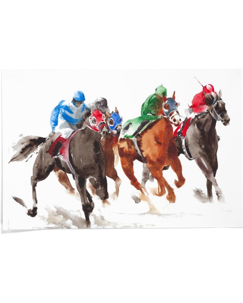 24x36 Inch Giclee Print, Horse Race Watercolor Illustration $25.99 Totes