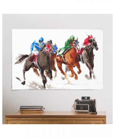 24x36 Inch Giclee Print, Horse Race Watercolor Illustration $25.99 Totes