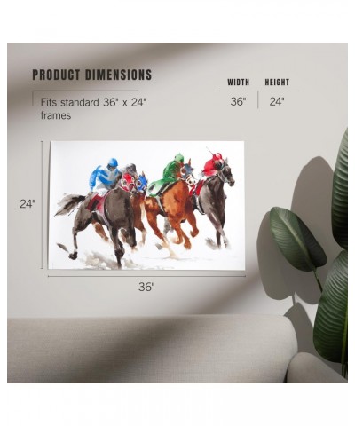 24x36 Inch Giclee Print, Horse Race Watercolor Illustration $25.99 Totes