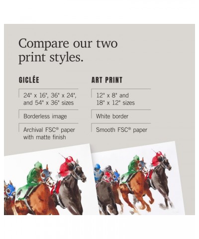 24x36 Inch Giclee Print, Horse Race Watercolor Illustration $25.99 Totes