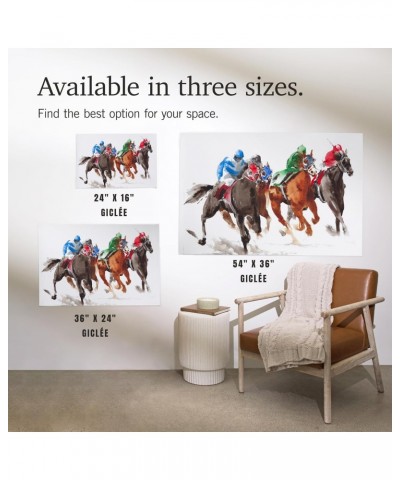 24x36 Inch Giclee Print, Horse Race Watercolor Illustration $25.99 Totes