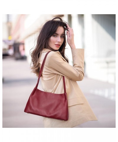 Leather Purses and Handbags for Women, Soft Genuine Leather Shoulder Hobo Bags with Top Magnetic Snap Closure Wine Red $26.04...