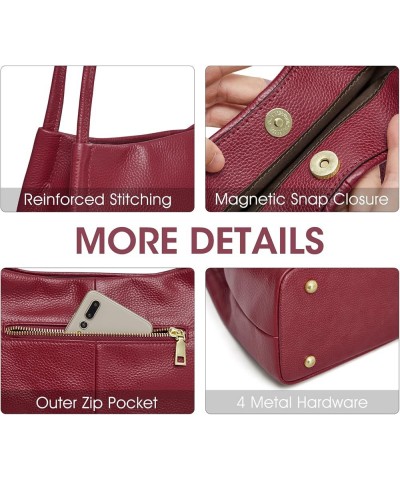 Leather Purses and Handbags for Women, Soft Genuine Leather Shoulder Hobo Bags with Top Magnetic Snap Closure Wine Red $26.04...