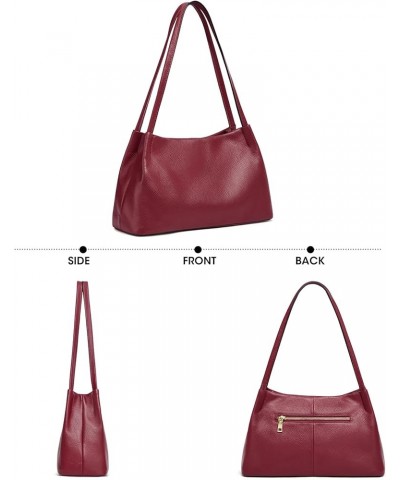 Leather Purses and Handbags for Women, Soft Genuine Leather Shoulder Hobo Bags with Top Magnetic Snap Closure Wine Red $26.04...