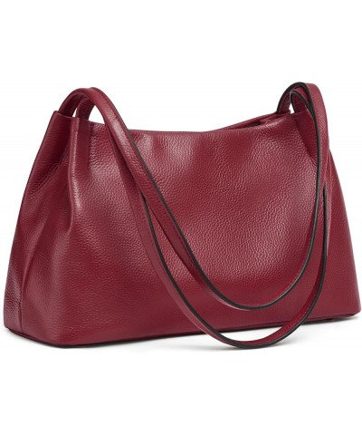 Leather Purses and Handbags for Women, Soft Genuine Leather Shoulder Hobo Bags with Top Magnetic Snap Closure Wine Red $26.04...