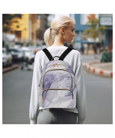 Backpack Purse for Women Purple Ink Marble Texture, Mini Fashion Backpack Lightweight Casual Daypack Shoulder Bag Travel Back...