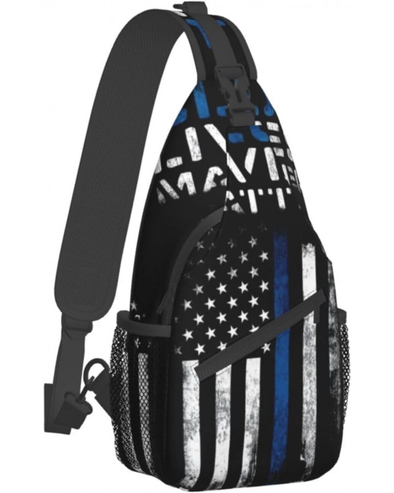 Sling Bag Cool Blue Lives Matter Sling Backpack Crossbody Chest Bag Daypack For Hiking Travel $15.11 Backpacks