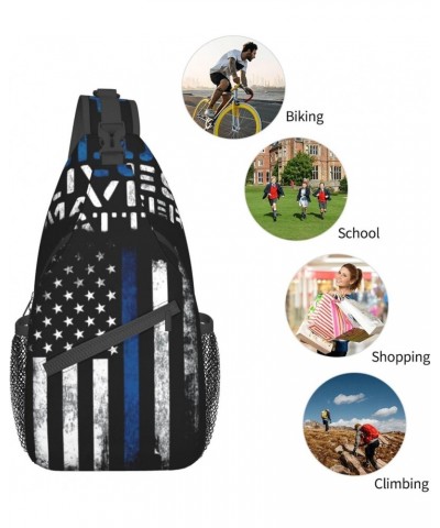 Sling Bag Cool Blue Lives Matter Sling Backpack Crossbody Chest Bag Daypack For Hiking Travel $15.11 Backpacks