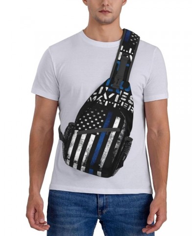 Sling Bag Cool Blue Lives Matter Sling Backpack Crossbody Chest Bag Daypack For Hiking Travel $15.11 Backpacks