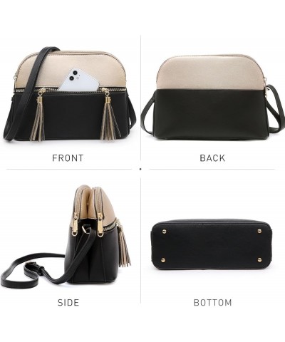 Women Tassel Zipper Pocket Crossbody Bag Shoulder Purse Fashion Travel Bag with Multi Pockets 1-black/Bronze $20.64 Shoulder ...