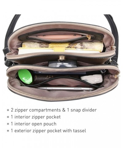 Women Tassel Zipper Pocket Crossbody Bag Shoulder Purse Fashion Travel Bag with Multi Pockets 1-black/Bronze $20.64 Shoulder ...