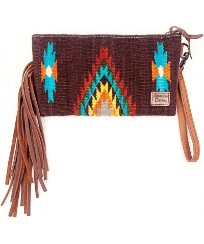 ADBG344D1 Wristlet Hand Tooled Saddle Blanket Genuine Leather Women Bag Western Handbag Purse $44.55 Wristlets