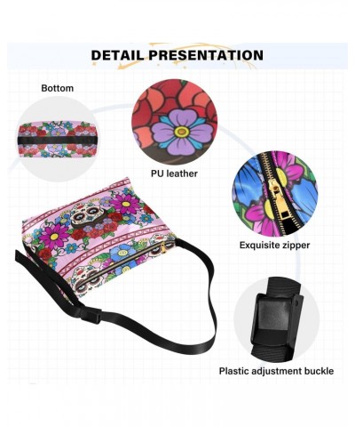 Sugar Skull Hobo Crossbody Bags for Women Leather Large Shoulder Bag Cross Body Mexican Trendy Womens Tote Bags Handbag for T...