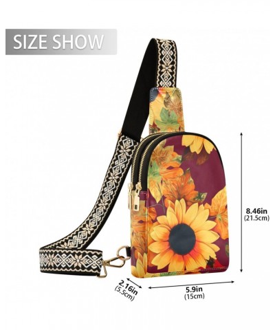 Sunflowers Crossbody Sling Bag for Women Men Leather Chest Bags Purse Adjustable Cross Body Daypack for Outdoors Travel Worko...