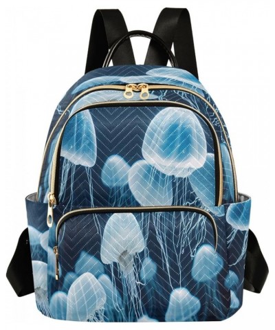 Backpack Purse for Women Blue Sea Jelly Fish, Mini Fashion Backpack Lightweight Casual Daypack Shoulder Bag Travel Backpack, ...