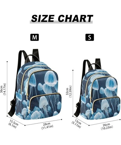 Backpack Purse for Women Blue Sea Jelly Fish, Mini Fashion Backpack Lightweight Casual Daypack Shoulder Bag Travel Backpack, ...