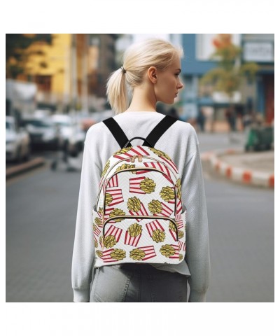 Women Backpack French Fries Anti-Theft Travel Backpack with Luggage Belt Lightweight Handbag Lady Purse Roomy Double Zipper W...