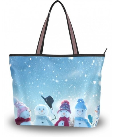 My Daily Women Tote Shoulder Bag Cute Snowmen Winter Handbag $14.57 Shoulder Bags